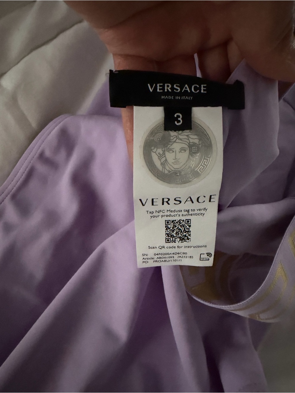 Versace Lavender Swimsuit with Gold-Trim Detail - Picture 7 of 8